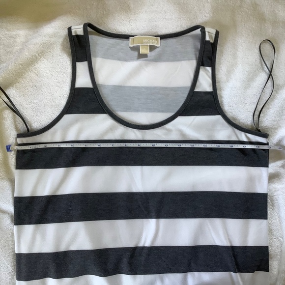 Michael Kors Sleeveless Wide Striped Maxi Dress Grey White SZ XL - Picture 13 of 13